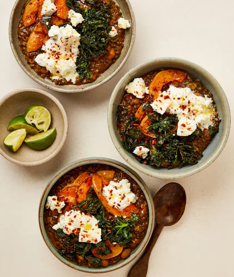 Lentils with Roast Butternut Squash and Feta Yoghurt