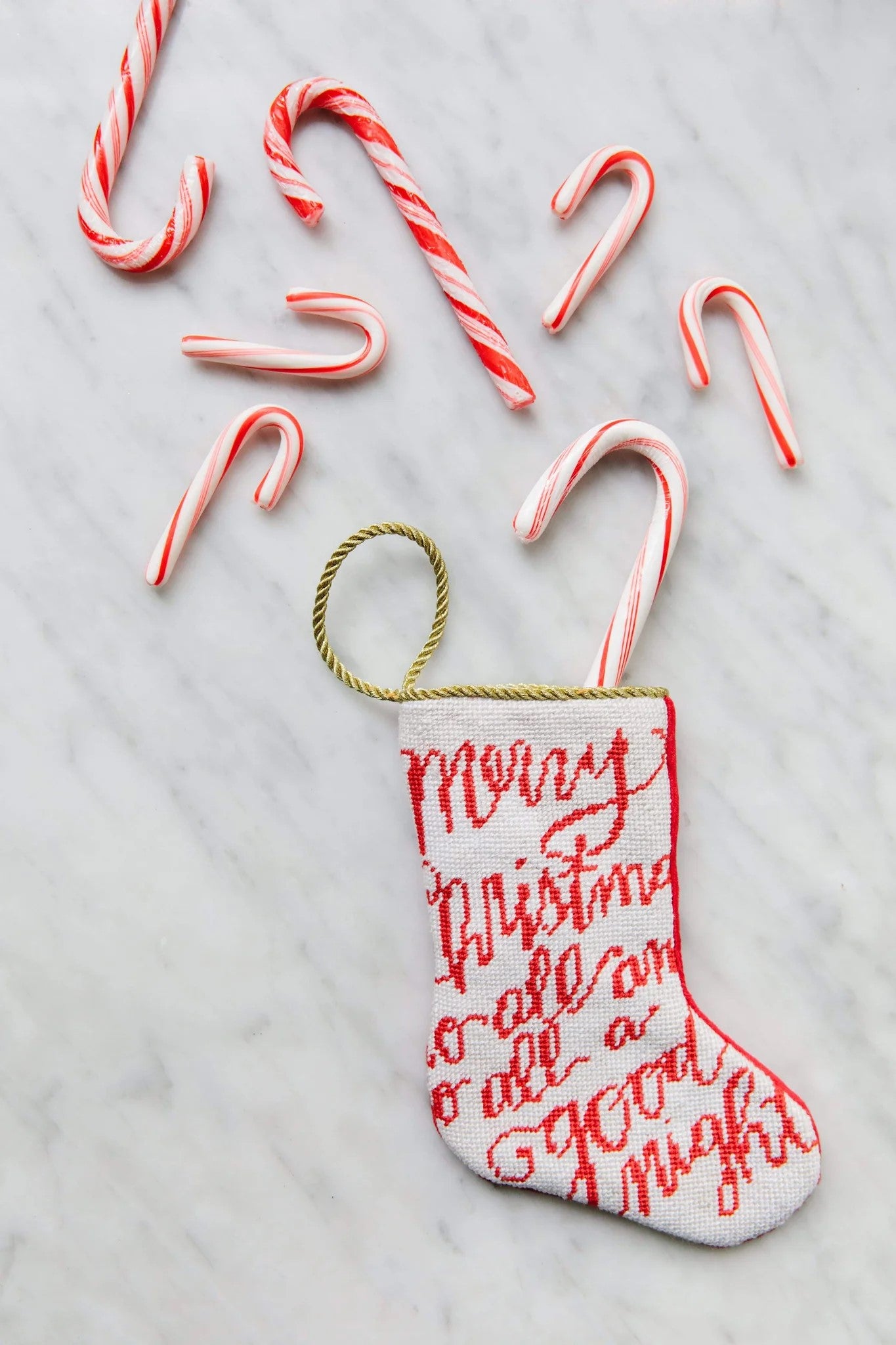 Mini Needlepoint Stocking - Merry Christmas to All