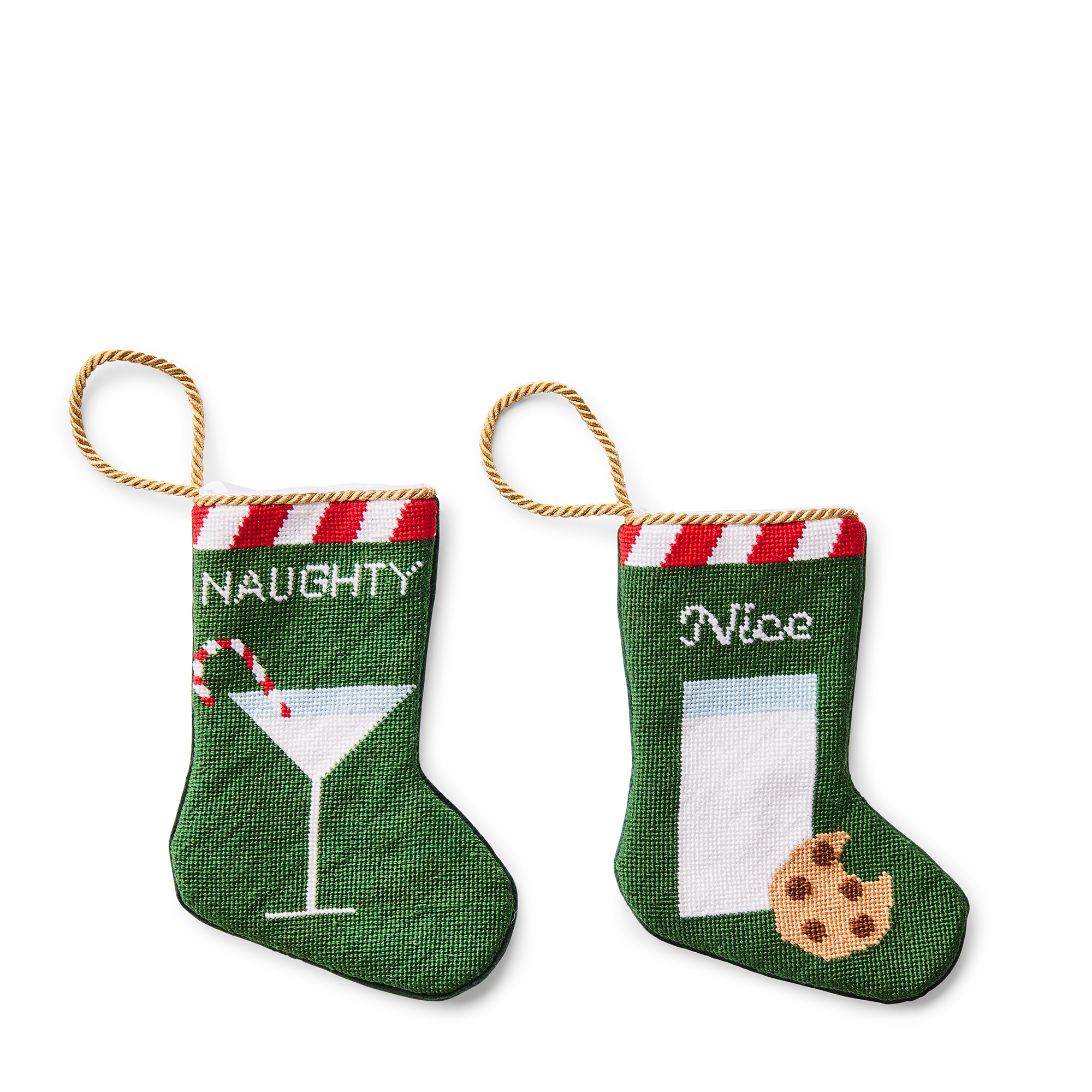 Mini Needlepoint Stocking - Nice Cookies and Milk