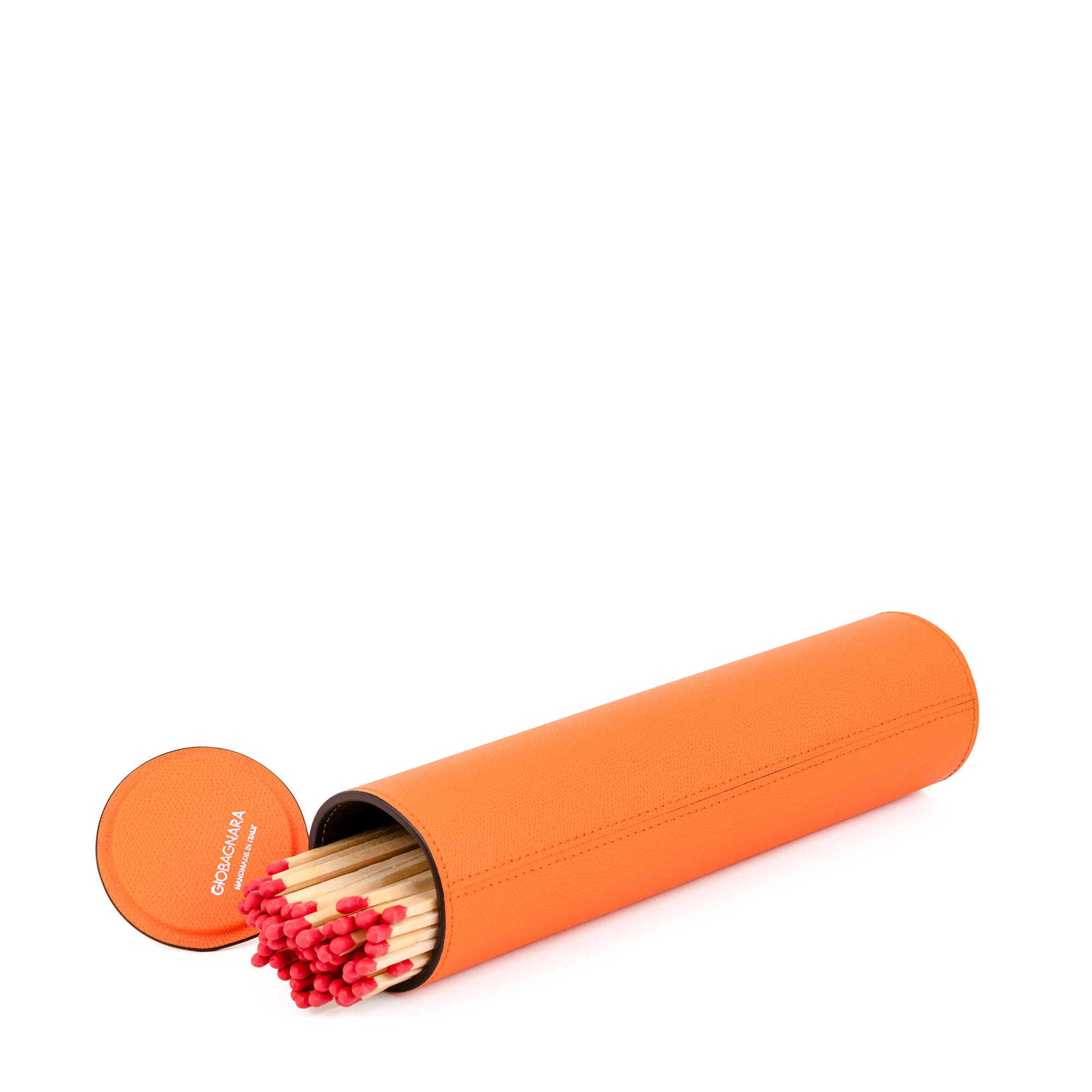 Prometeo Leather Giant Matches Holder - Orange Golf