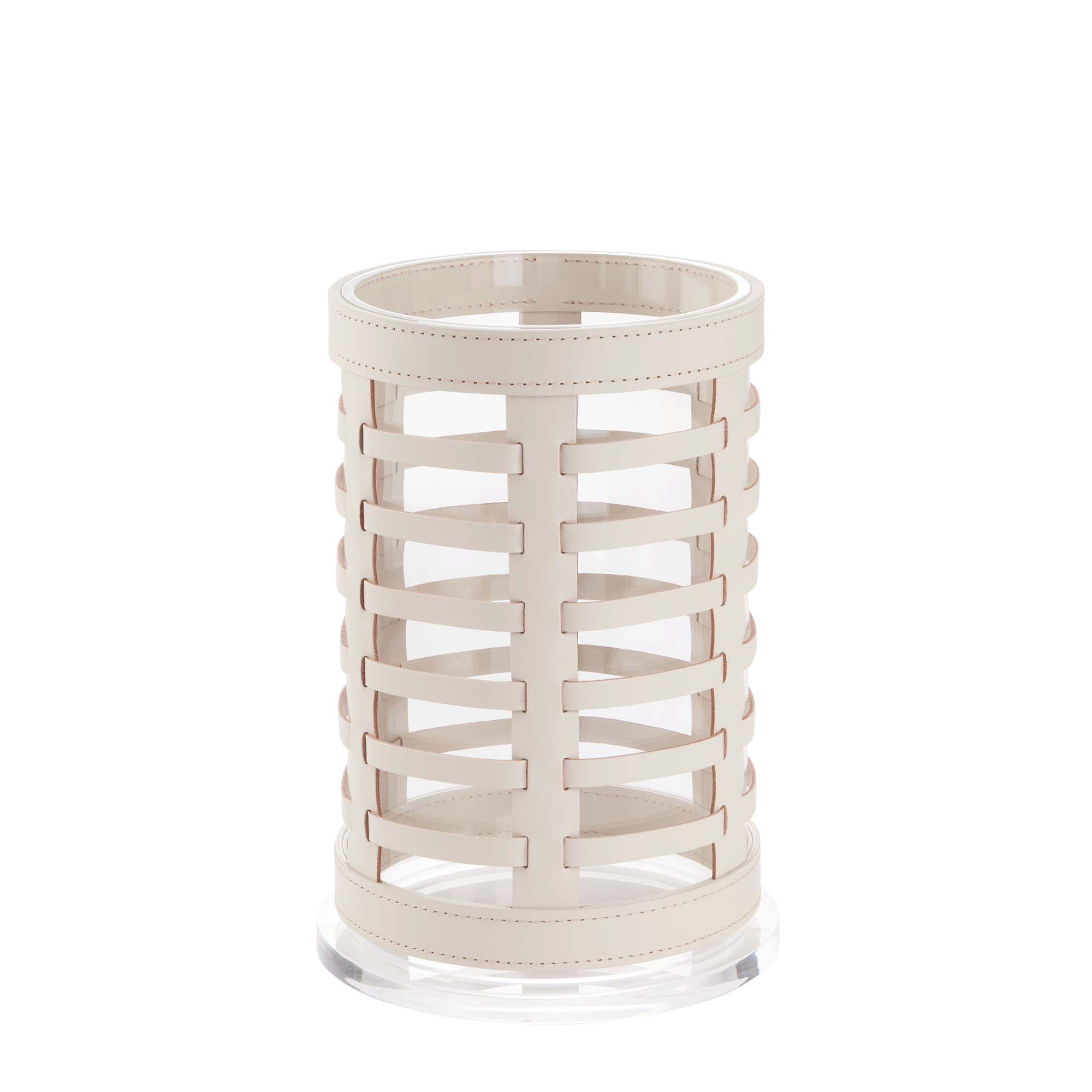 Crafted from durable acrylic and luxurious, ivory calfskin, these elegant small outdoor lanterns are suitable for both indoor and outdoor spaces, adding a touch of sophistication to your decor.