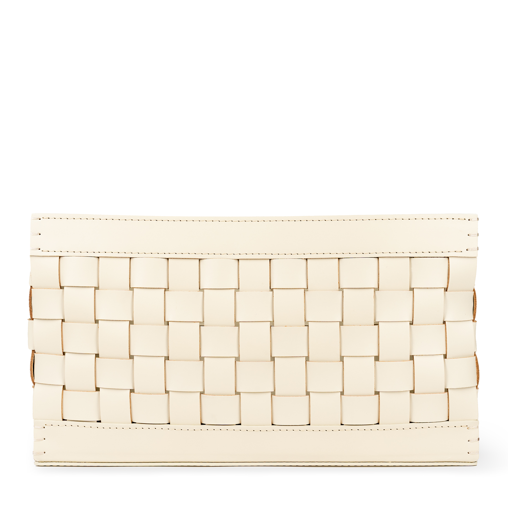 Riviere Leather Outdoor Rectangular Basket - Ivory