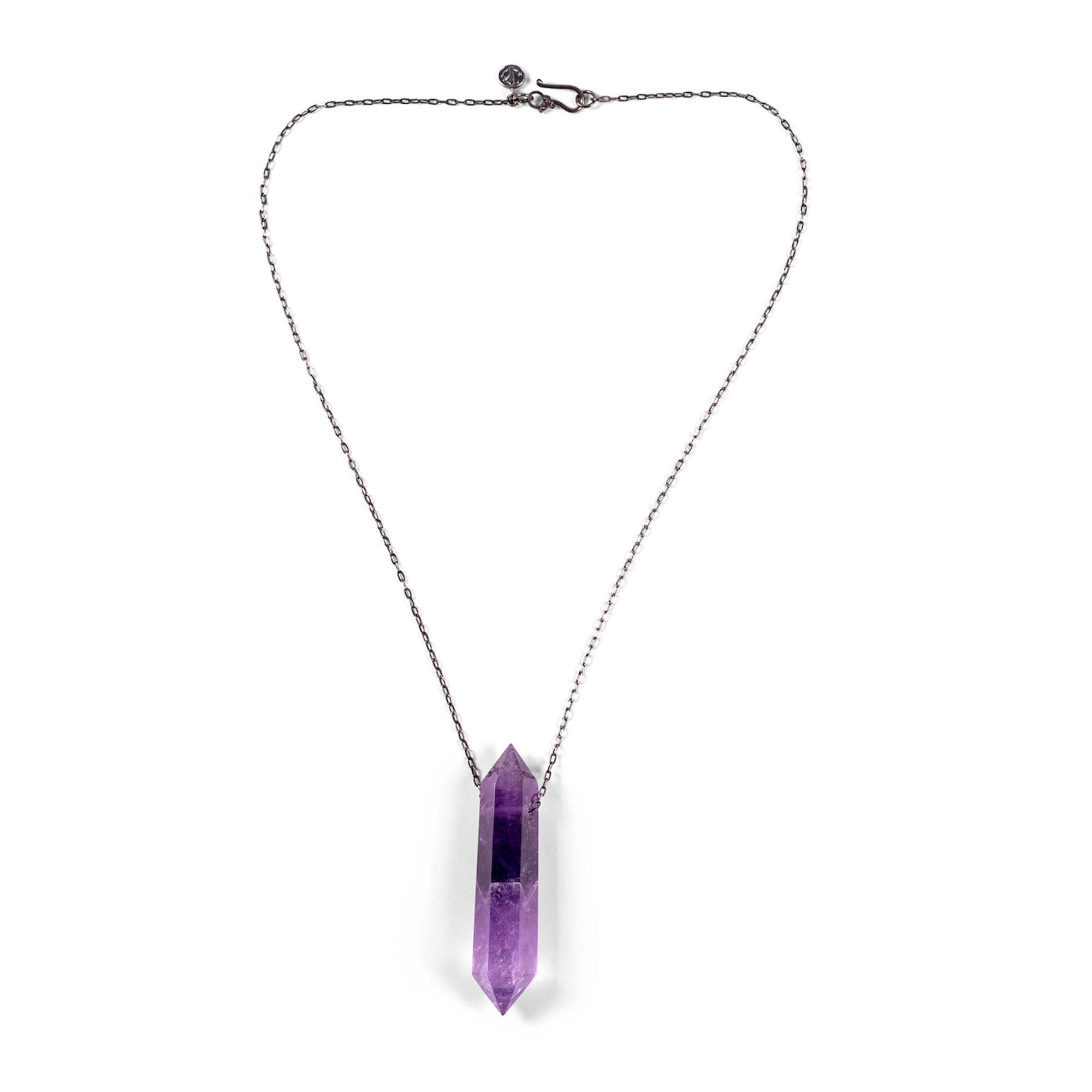 Amethyst necklace on silver chain helps remove hesitation and fear, purifies the mind, and clears negative thoughts. Perfect for meditation and inviting spiritual wisdom.