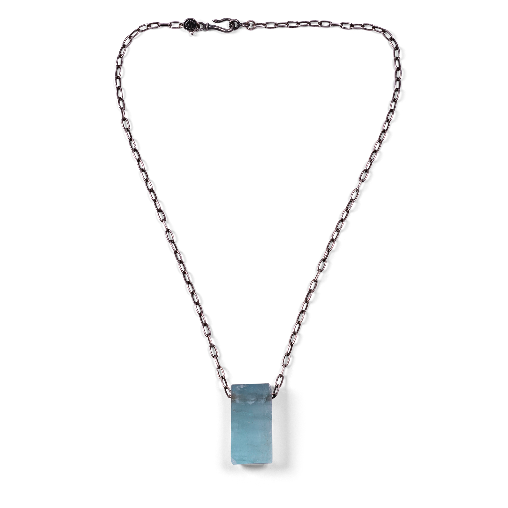 Aquamarine Necklace On Silver Chain - Large