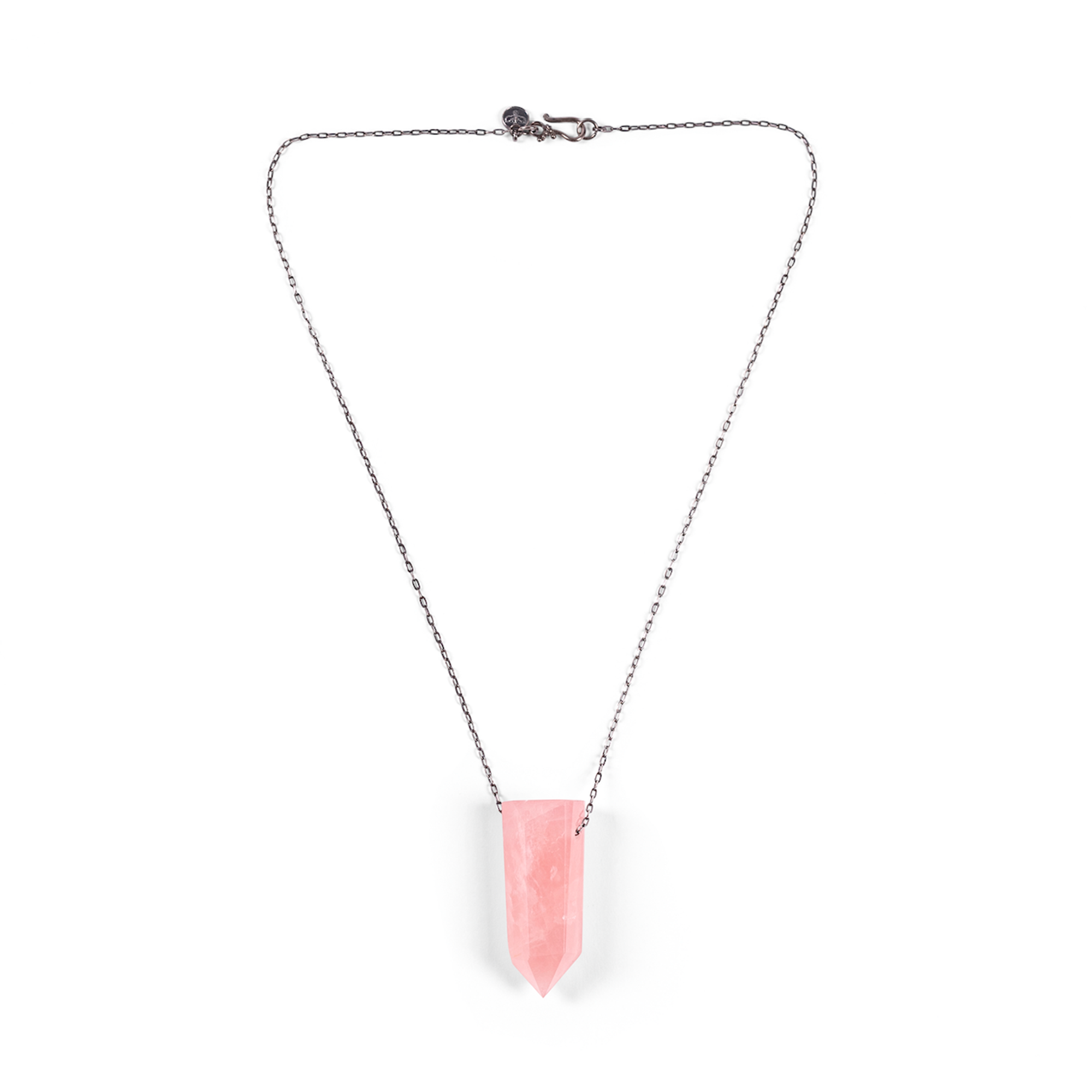 Rose Quartz Necklace on a silver chain, small size. Symbolizes compassion, universal love, serenity, and healing.