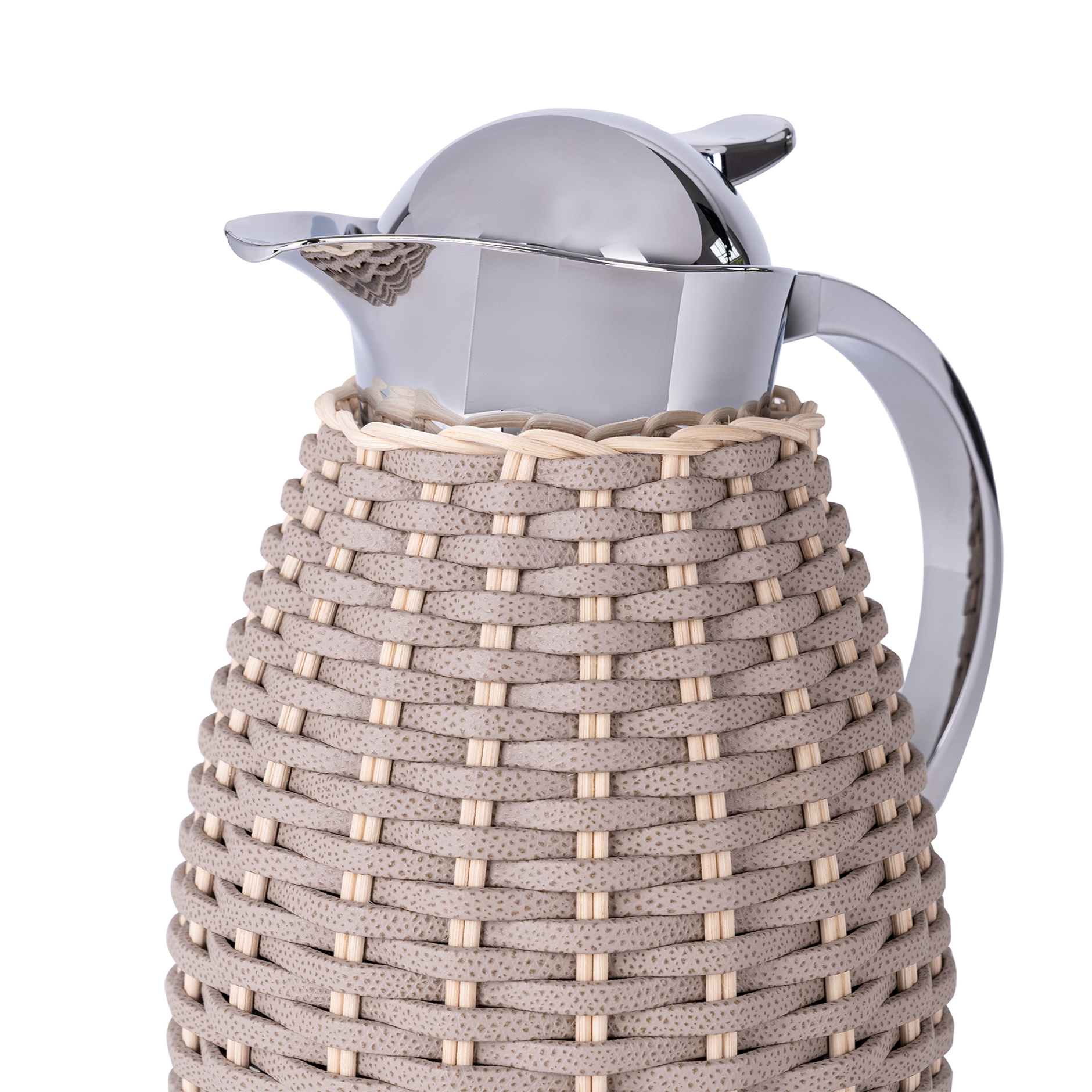 Leather + Rattan Carafe Chantilly - Stone