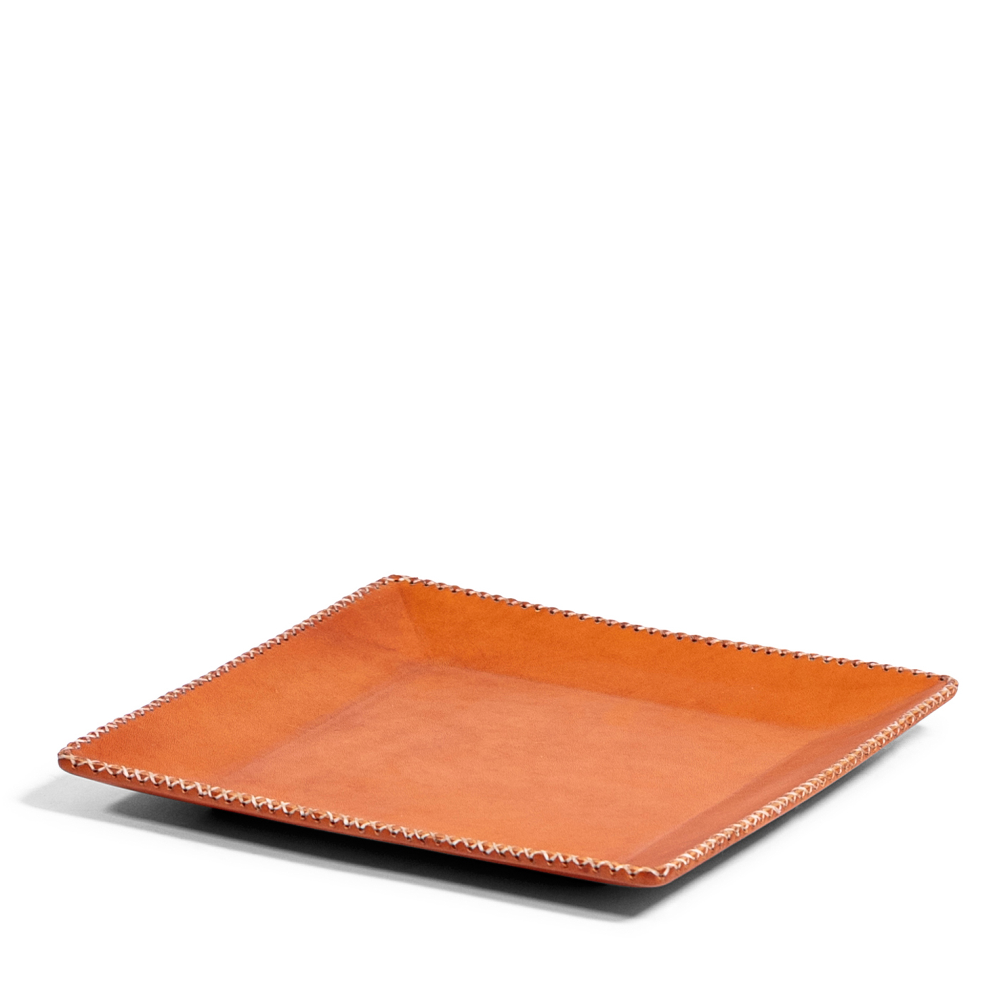 8" Square Leather Tray - Natural