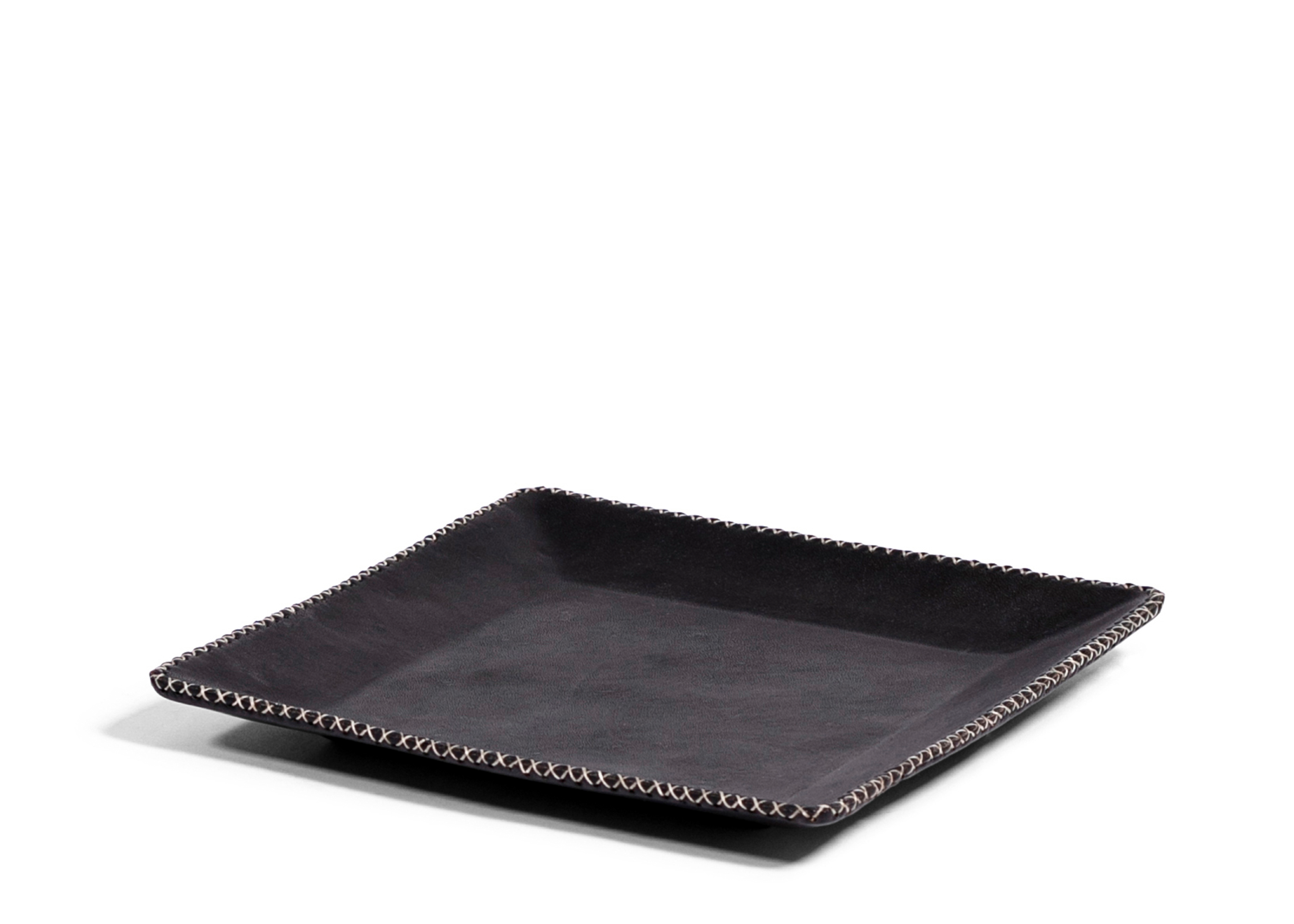 8" Square Leather Tray - Black