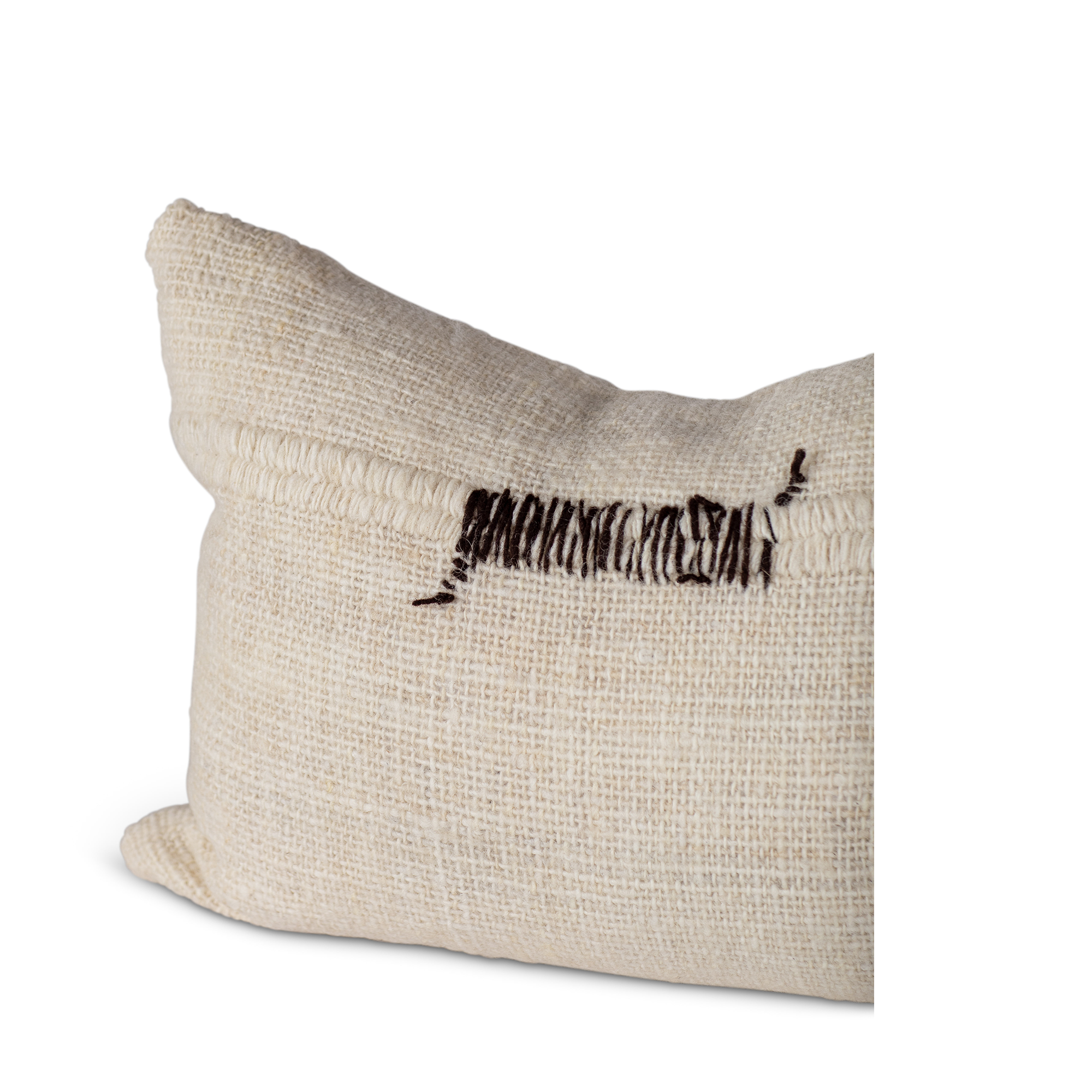 Makun Stitch Lumbar Pillow - White + Black