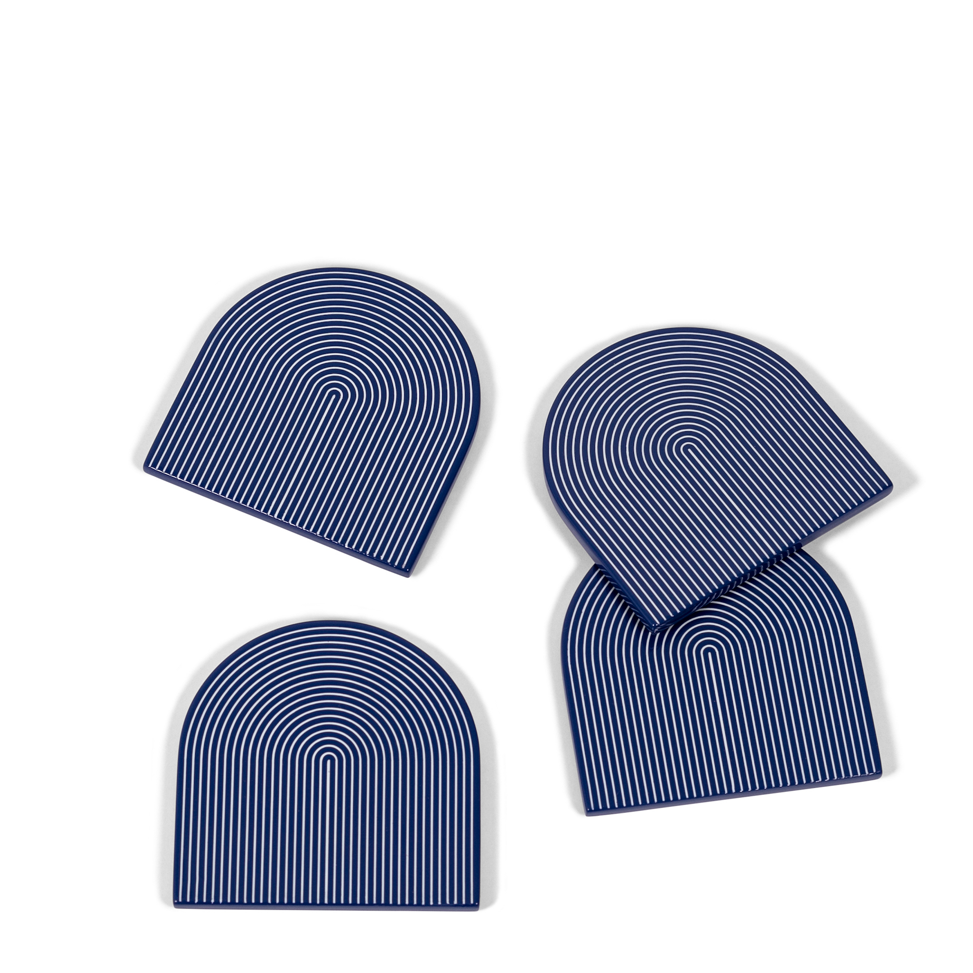 Lacquer Coasters - Navy + White