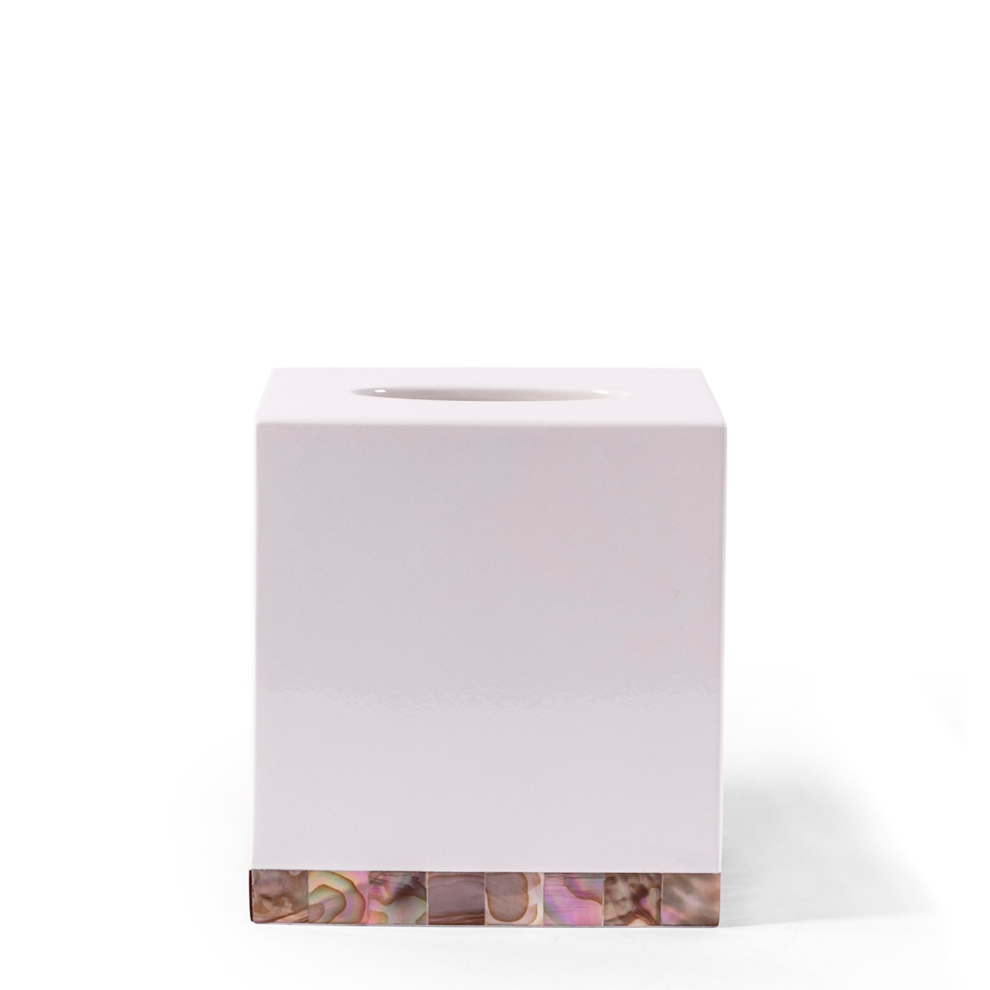 Lacquer Shell Tissue Box - White