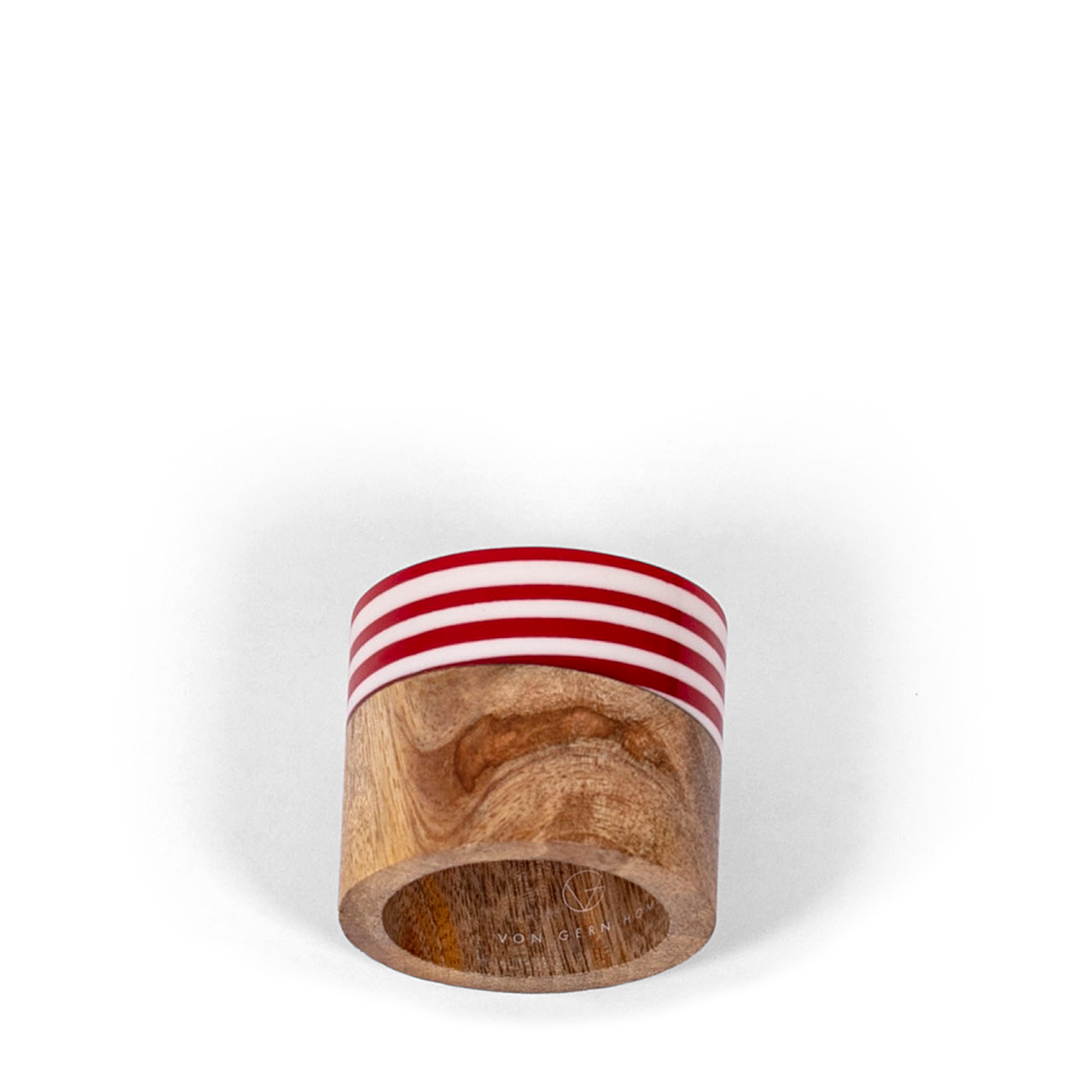 Wood + Resin Napkin Ring - Red + White