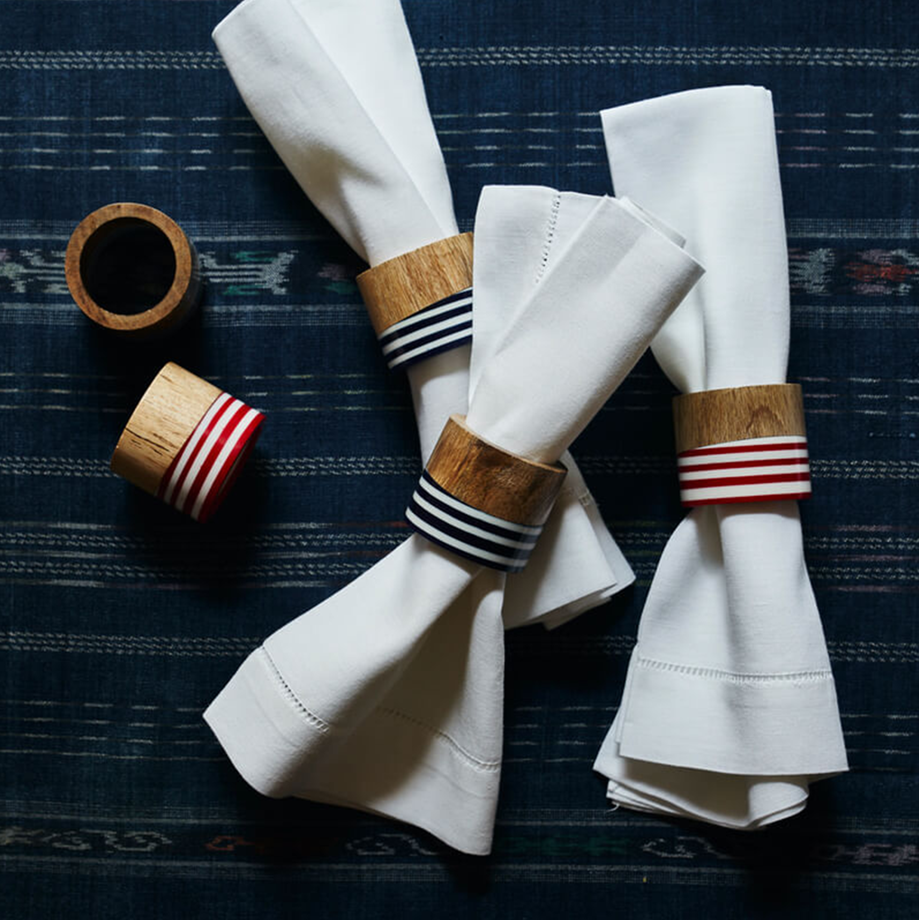 Wood + Resin Napkin Ring - Red + White