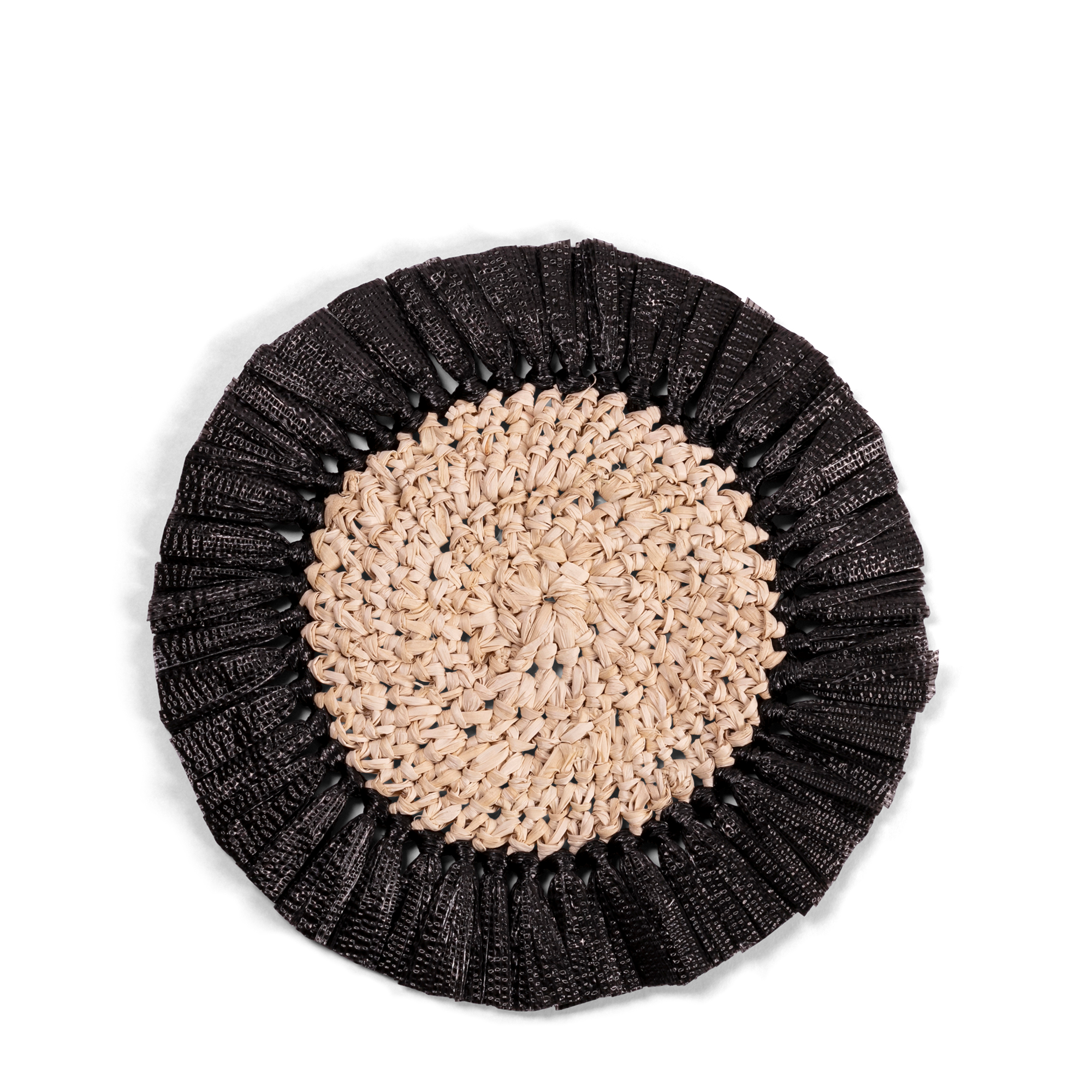 Woven Rattan Fringe Coasters - Black