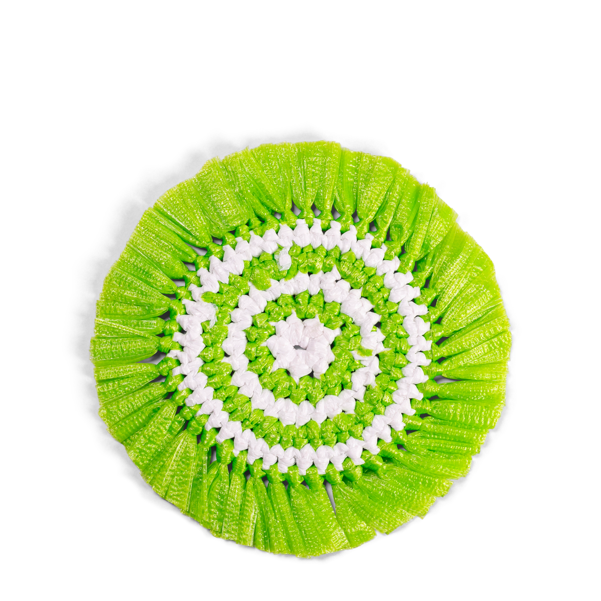 Woven Fringe Coasters - Lime + White