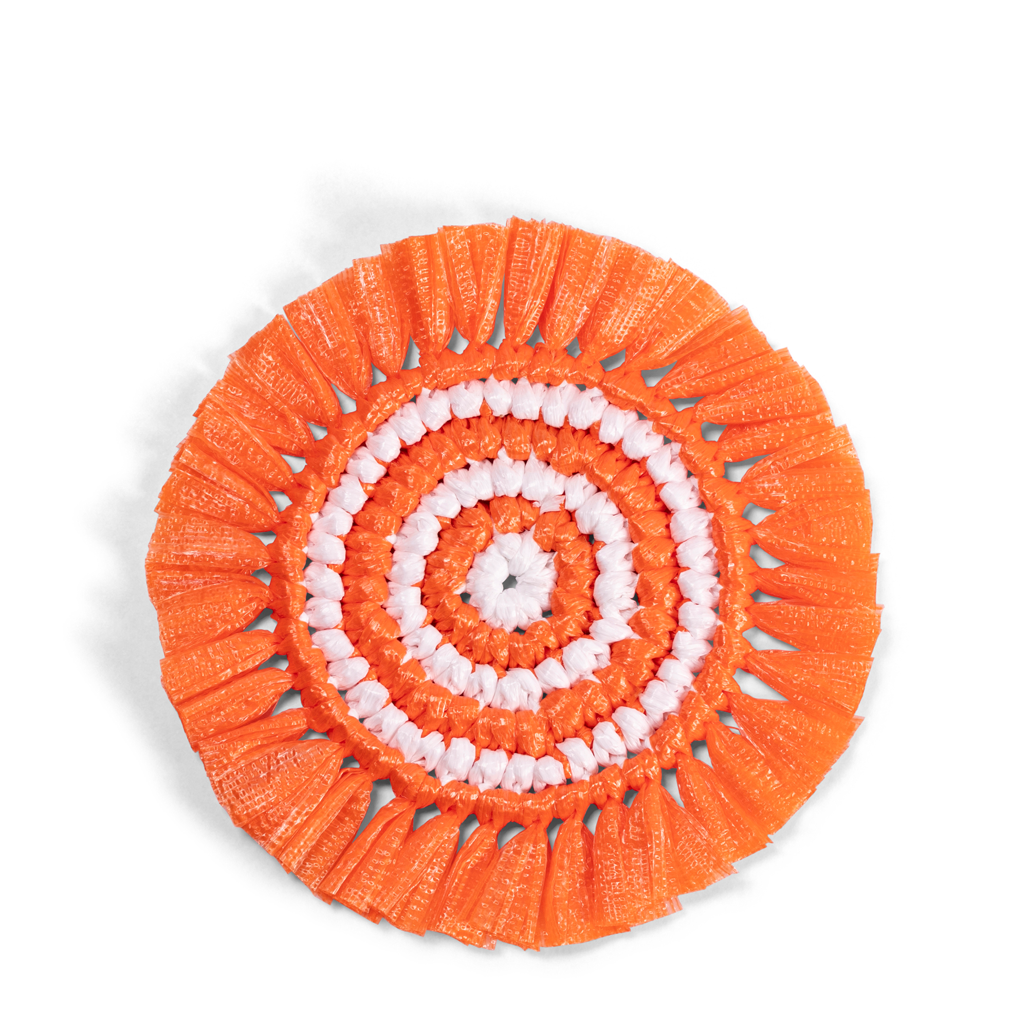 Woven Fringe Coasters - Orange + White