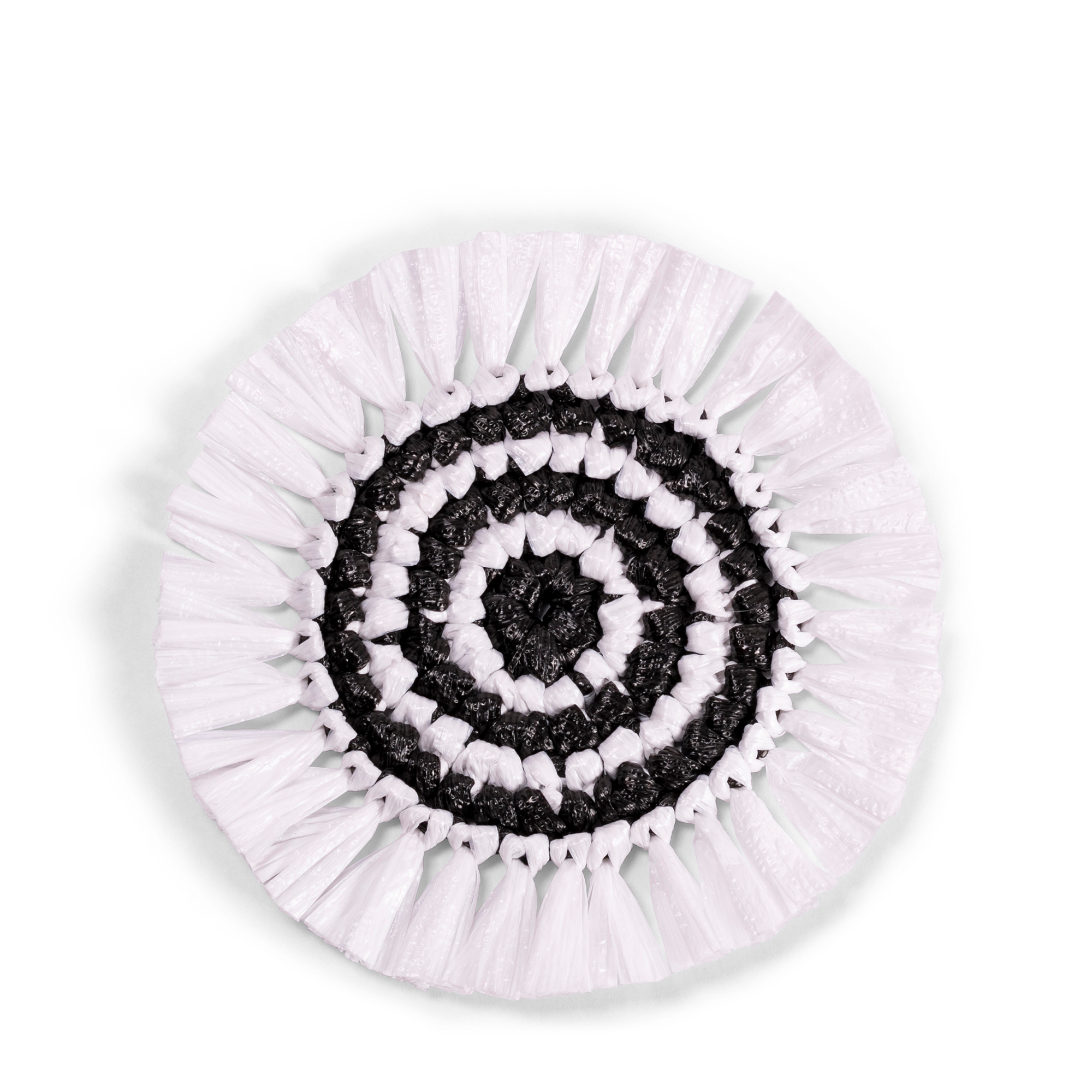 Woven Fringe Coasters - White + Black