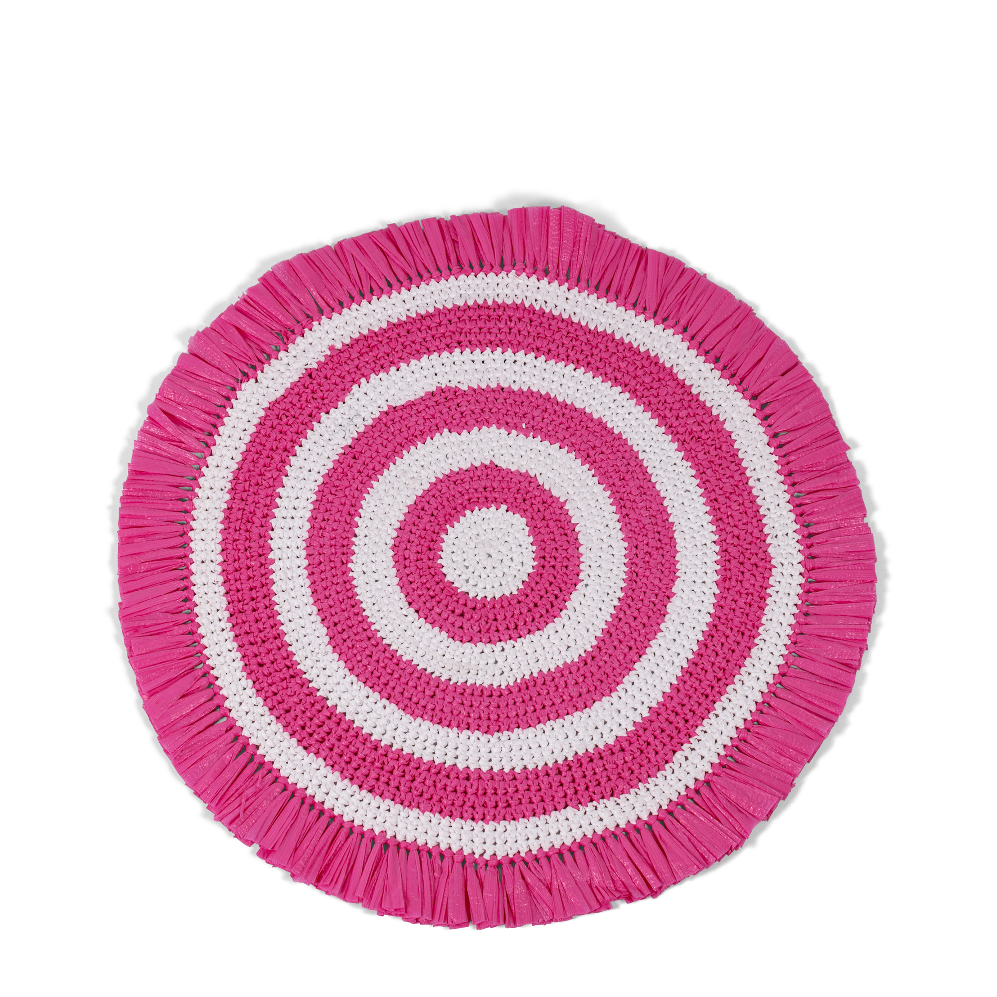 Woven Fringe Placemat  - Pink + White