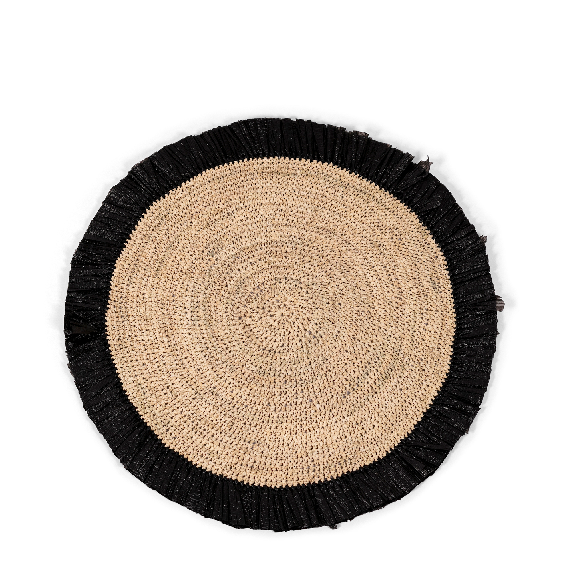 Woven Rattan Fringe Placemat - Black