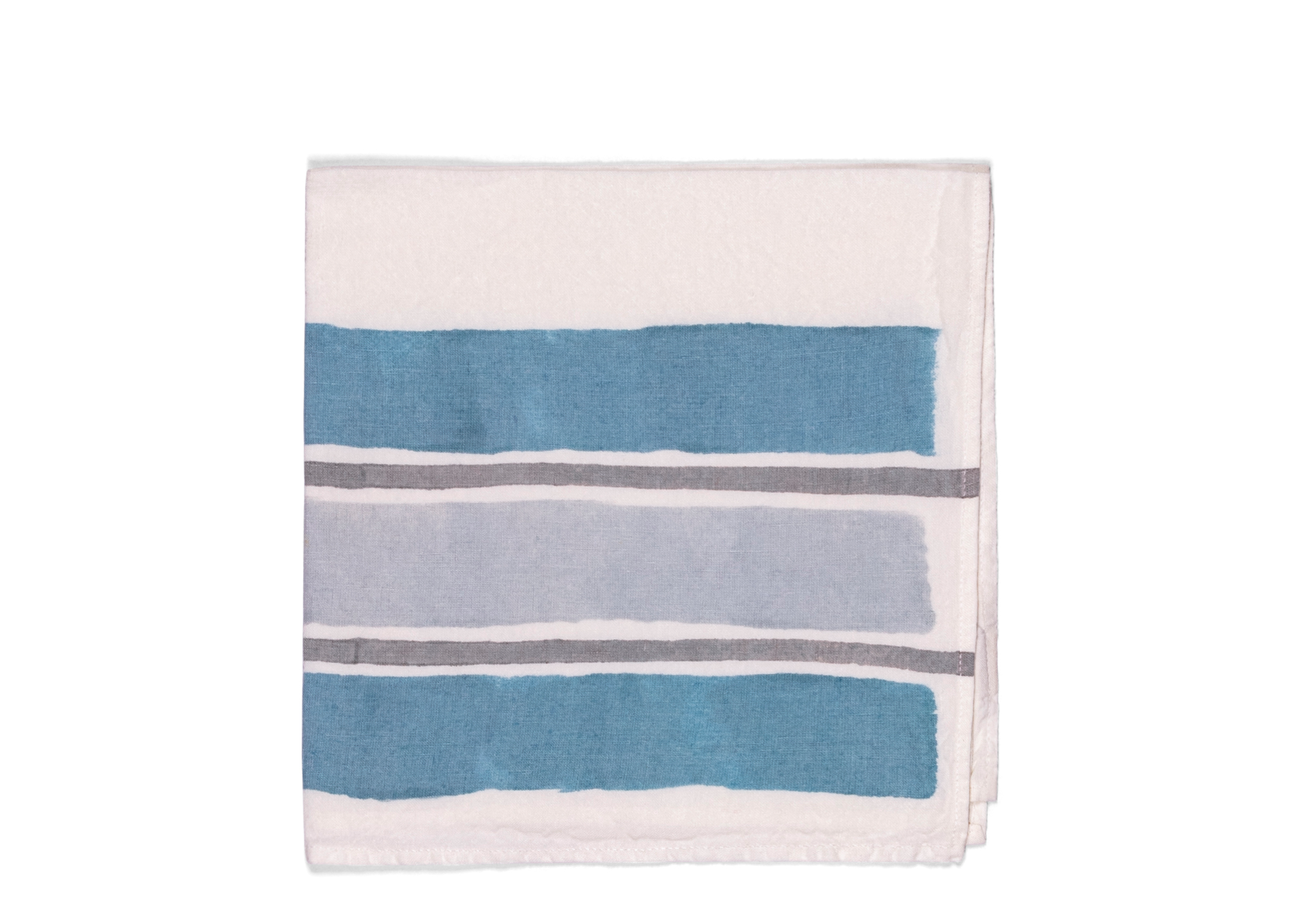 Rigato Napkin - Turquoise, Silver + Grey