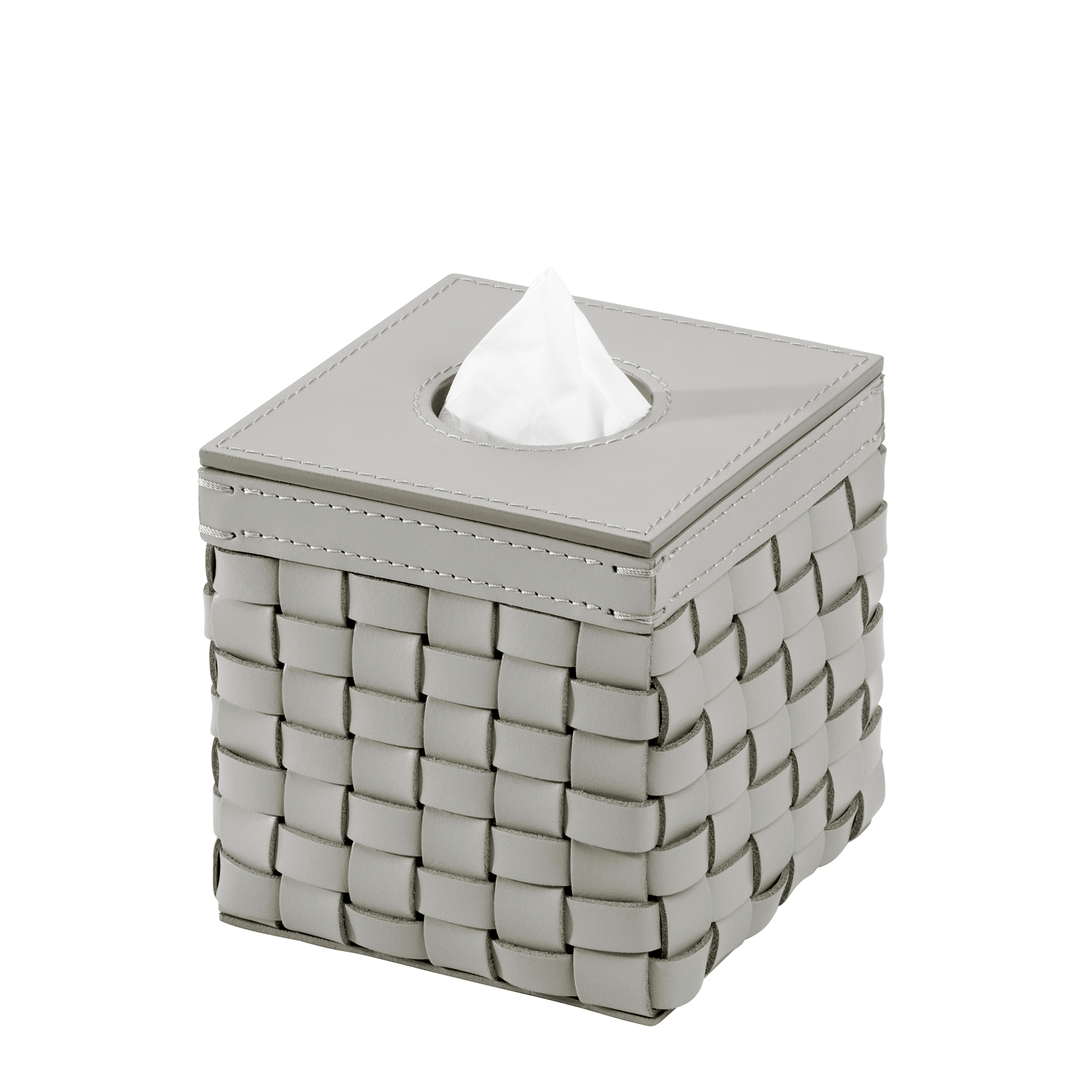 Riviere Tissue Box Cover Woven Leather - Grey